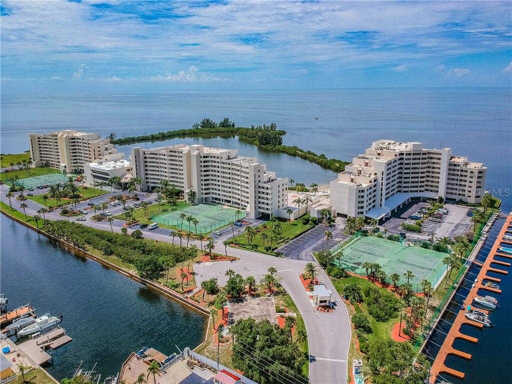 a view of a city and ocean view