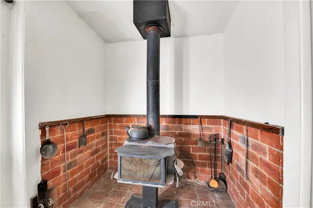 a view of balcony with wooden floor