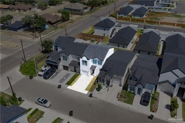 an aerial view of multiple houses