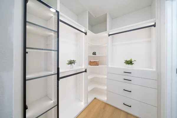 a close view of a closet