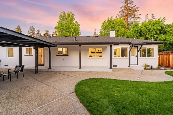 a view of a backyard with a garden and plants