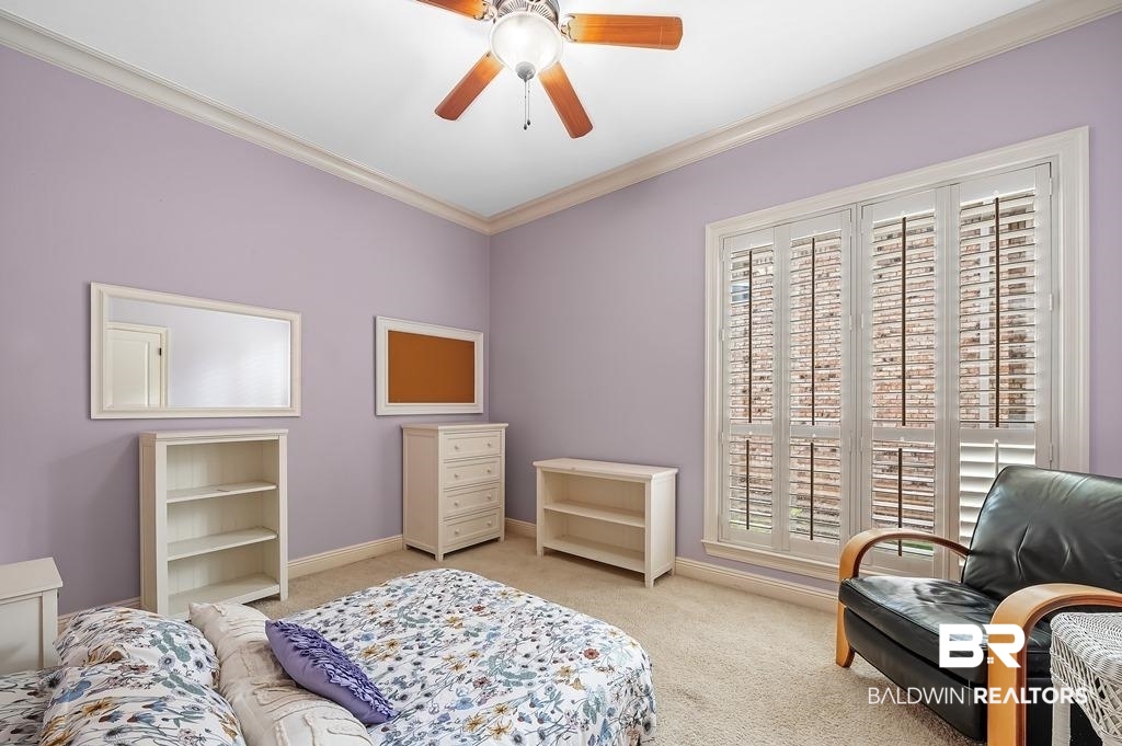 30014 Dolive Ridge Daphne, AL 36527 - Photo 41 of 57 Carpeted bedroom featuring ceiling fan and crown molding