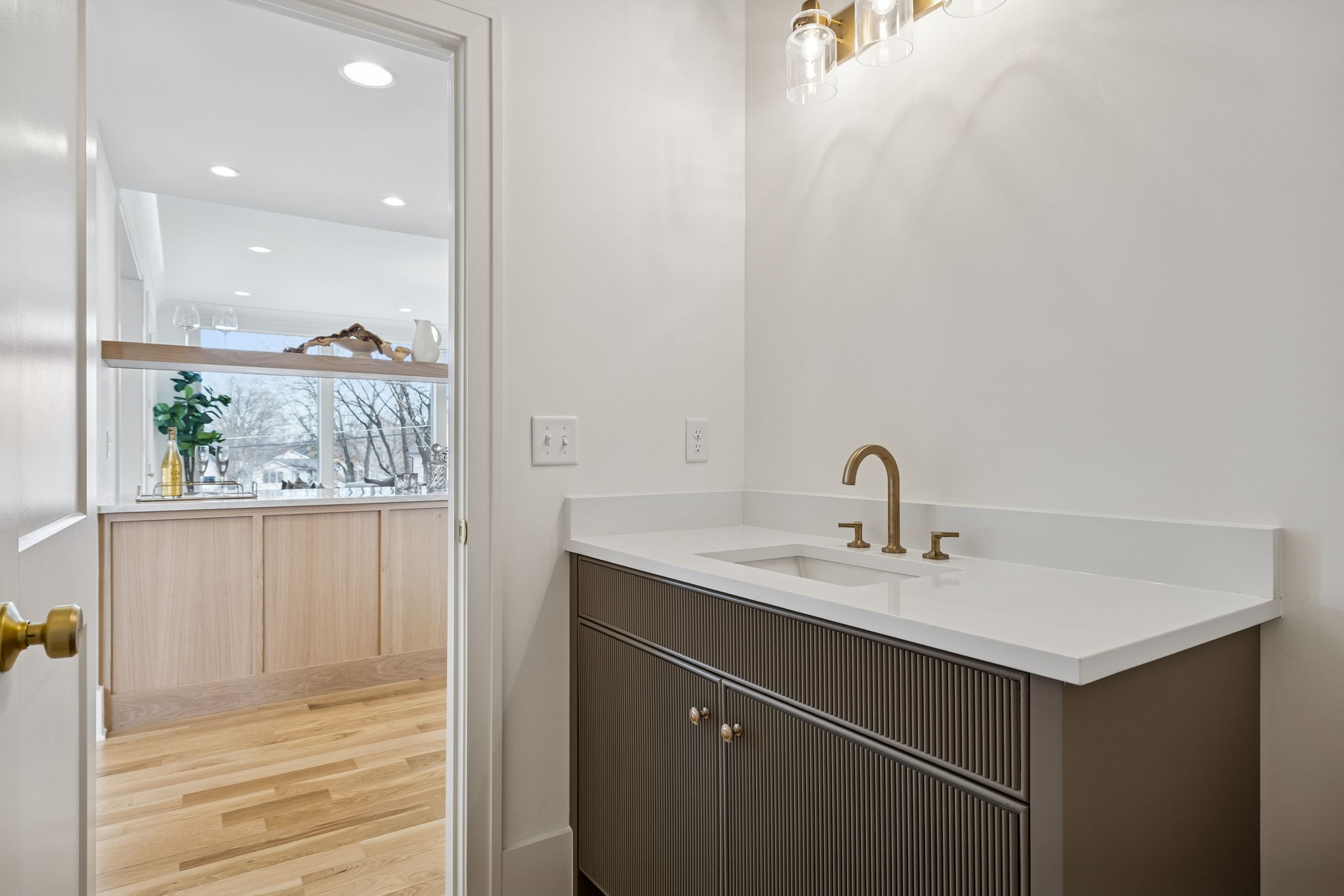 3510 Robin Road Nashville, TN 37204 - Photo 27 of 78 a view of bathroom with a sink mirror and wooden floor