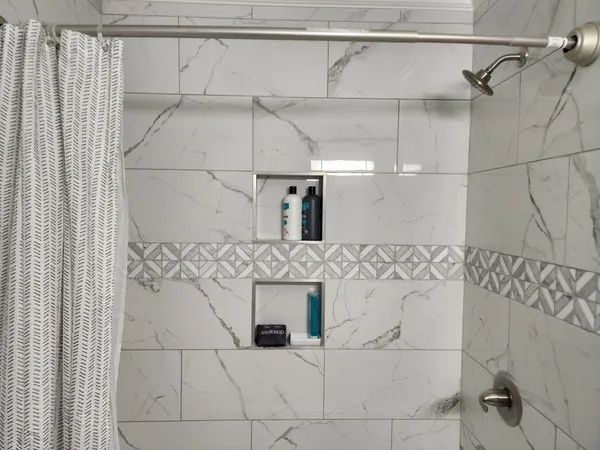 a view of backyard with wooden fence