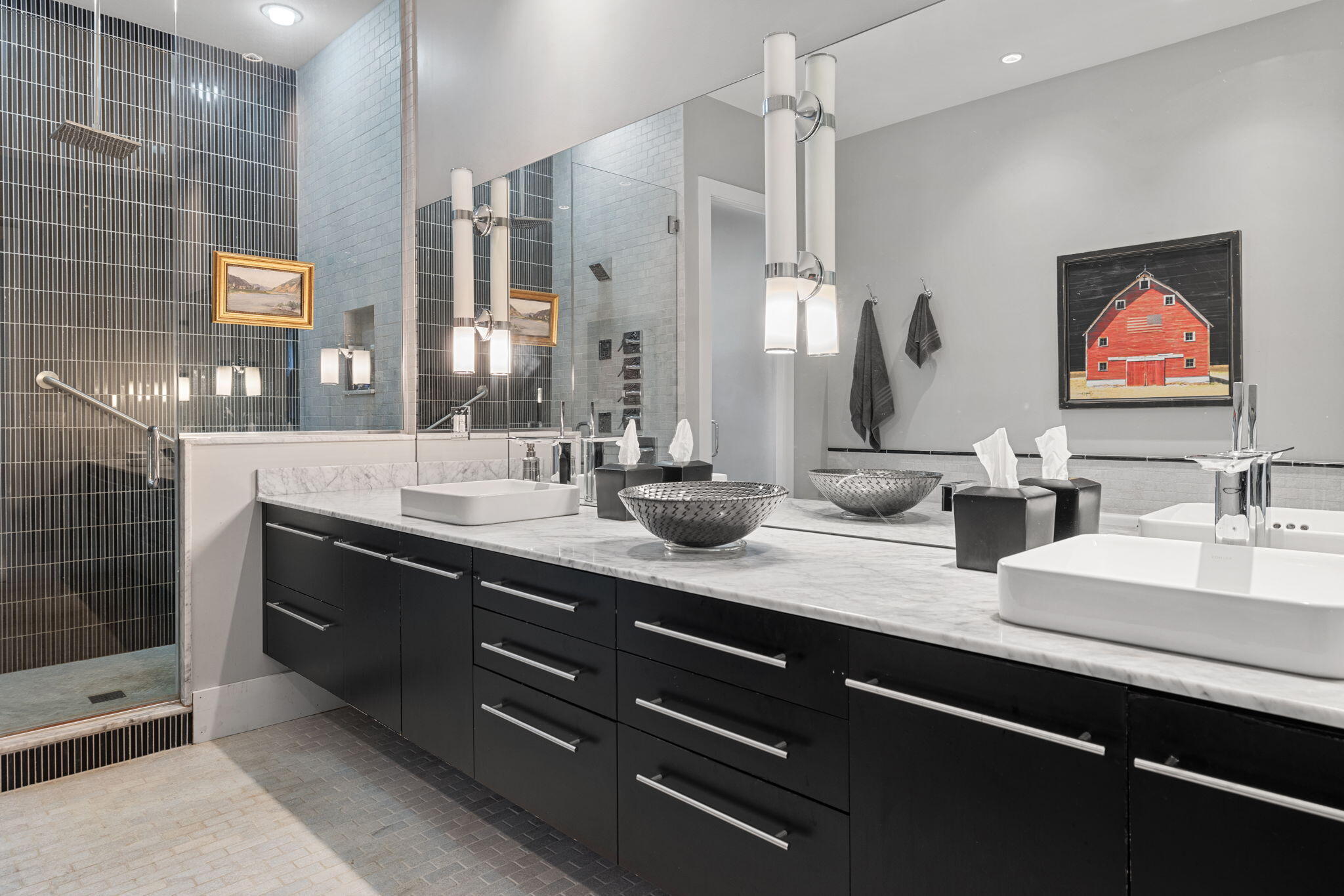 17138 River Bluff Drive, Unit 96 Union Pier, MI 49129 - Photo 37 of 89 a bathroom with double sink and a mirror