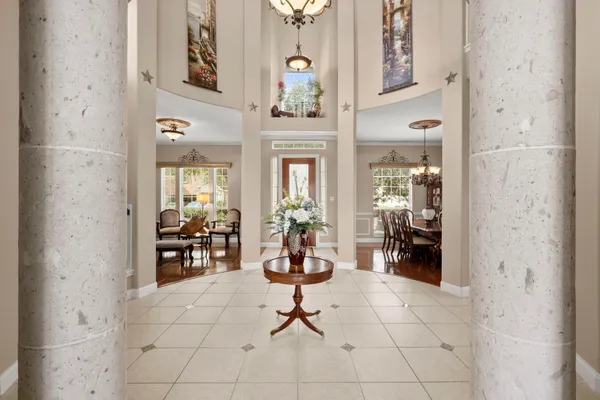 a living room with furniture