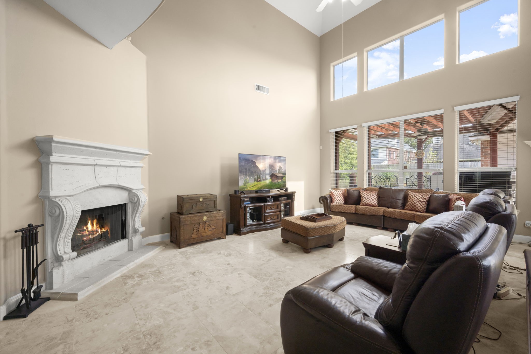 6315 Amelia Springs Drive Spring, TX 77379 - Photo 37 of 46 a living room with furniture and a fireplace