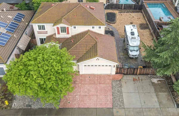 an aerial view of a house