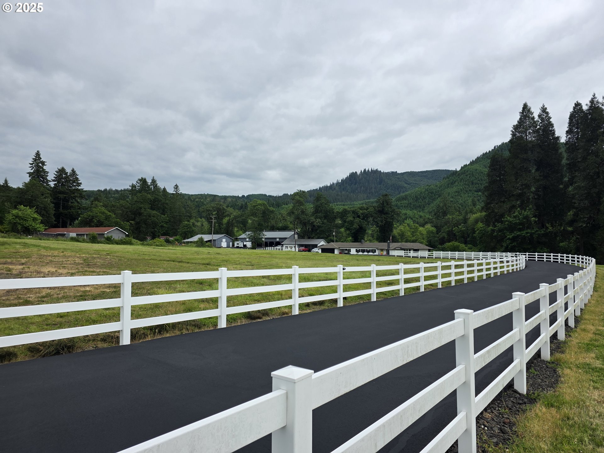 a view of a bench in a backyard