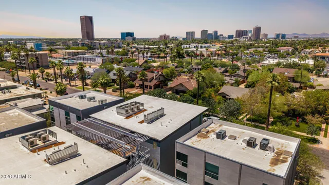 a view of a city that has tall buildings