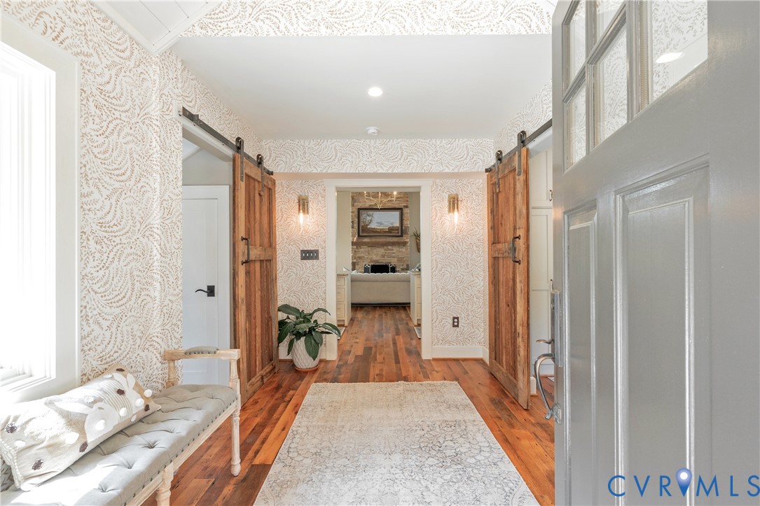 794 River Road West Manakin-Sabot, VA 23103 - Photo 14 of 82 Foyer to main residence. Reclaimed barnwood floori