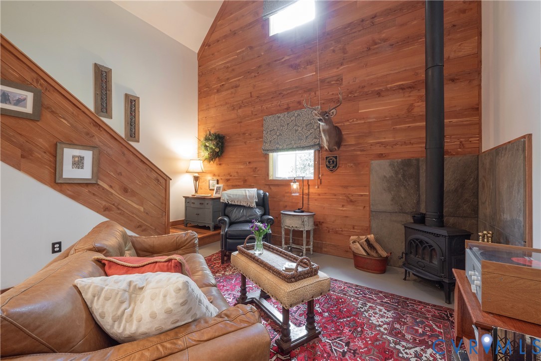 794 River Road West Manakin-Sabot, VA 23103 - Photo 53 of 82 Garage apartment living room. Milled with cedar tr