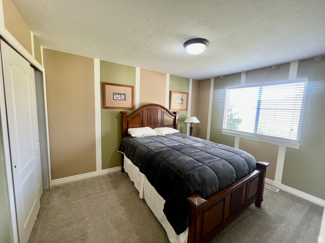 369 Culross Circle Tooele, UT 84074 - Photo 30 of 54 Carpeted bedroom featuring a large window with blinds, bi-fold closet doors, and decorative wall paneling