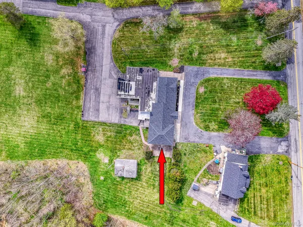 an aerial view of a house