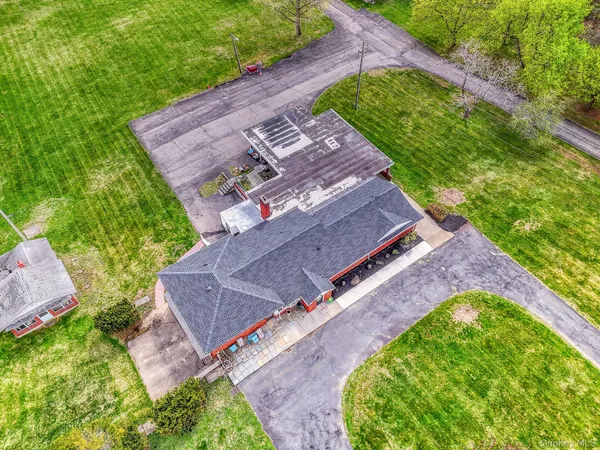 an aerial view of a house