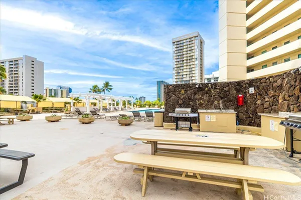 a view of outdoor space with seating area
