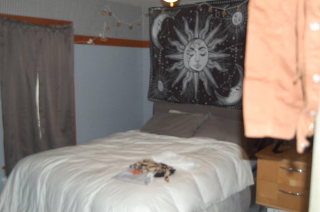 33 1/2 High Street Ware, MA 01082 - Photo 11 of 22 a bedroom with a bed and a chandelier