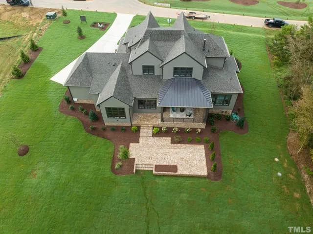 an aerial view of a house