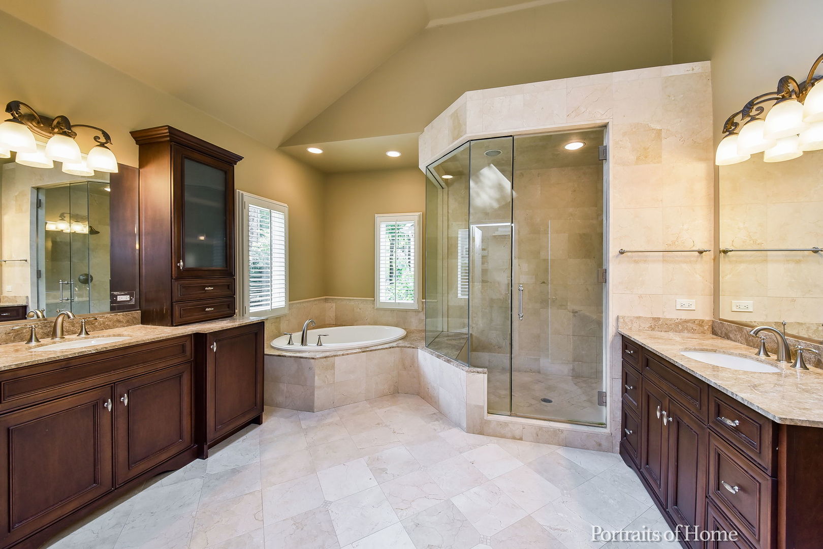 674 East Gartner Road Naperville, IL 60540 - Photo 19 of 36 a spacious bathroom with a double vanity sink toilet mirror and bathtub