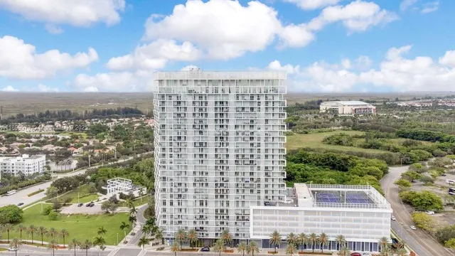 a view of a city with tall buildings