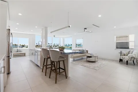 a view of a kitchen with a window