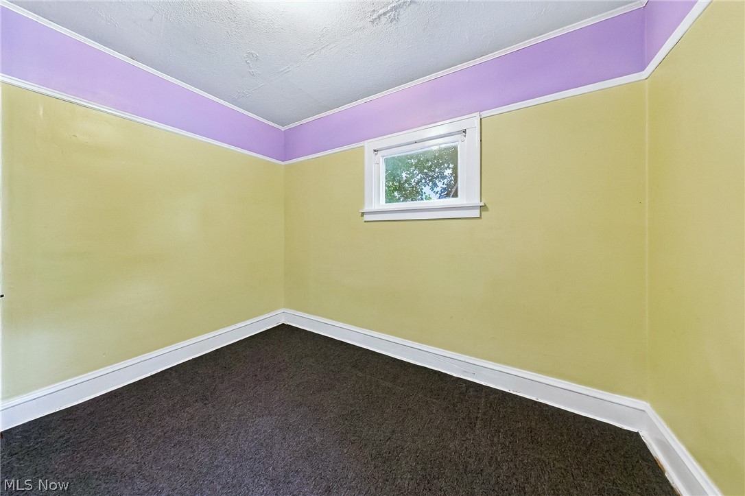 24958 Kennedy Ridge Road North Olmsted, OH 44070 - Photo 20 of 43 Window with white trim, wall with two-tone paint, dark carpet flooring, and white ceiling