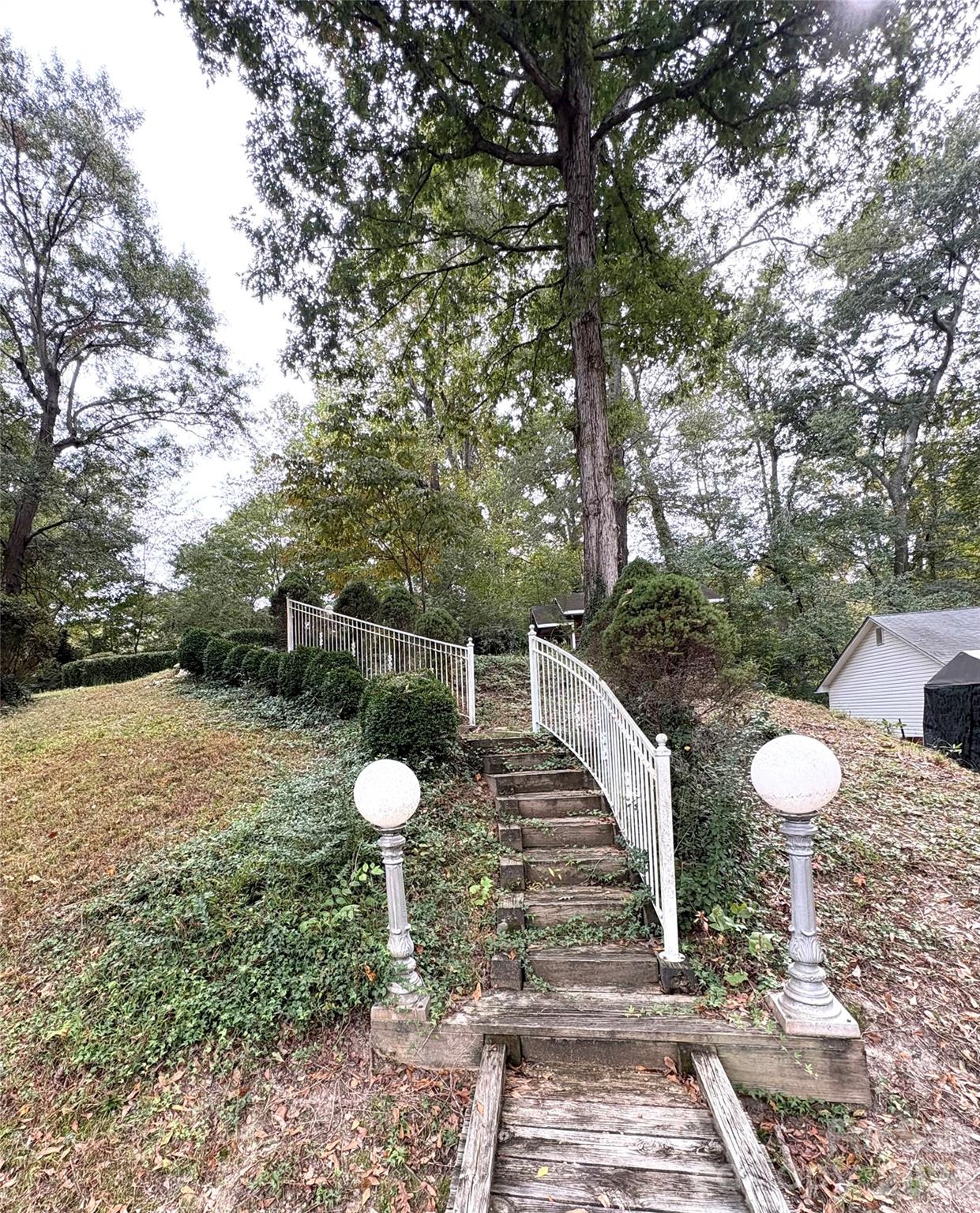 109 Churchill Road Dallas, NC 28034 - Photo 29 of 40 a view of a backyard with chairs and a trees