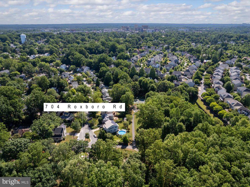 704 Roxboro Road Rockville, MD 20850 - Photo 39 of 43 Aerial view of home & nearby Rockville Town Center