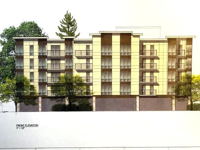 a black and white photo of a building