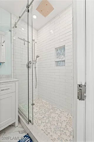 a bathroom with a shower