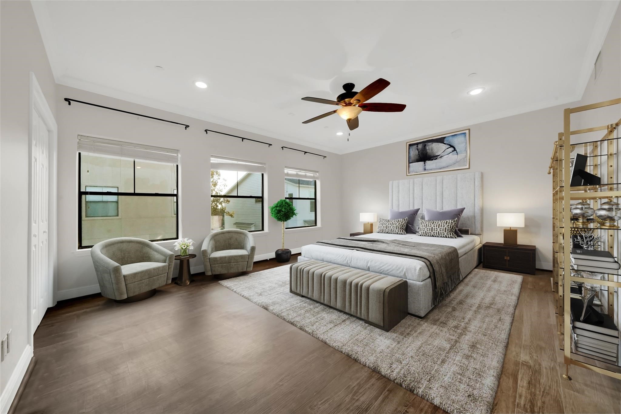 2609 Riverside Drive, Unit C Houston, TX 77004 - Photo 17 of 32 a spacious bedroom with a bed a couch and a couch