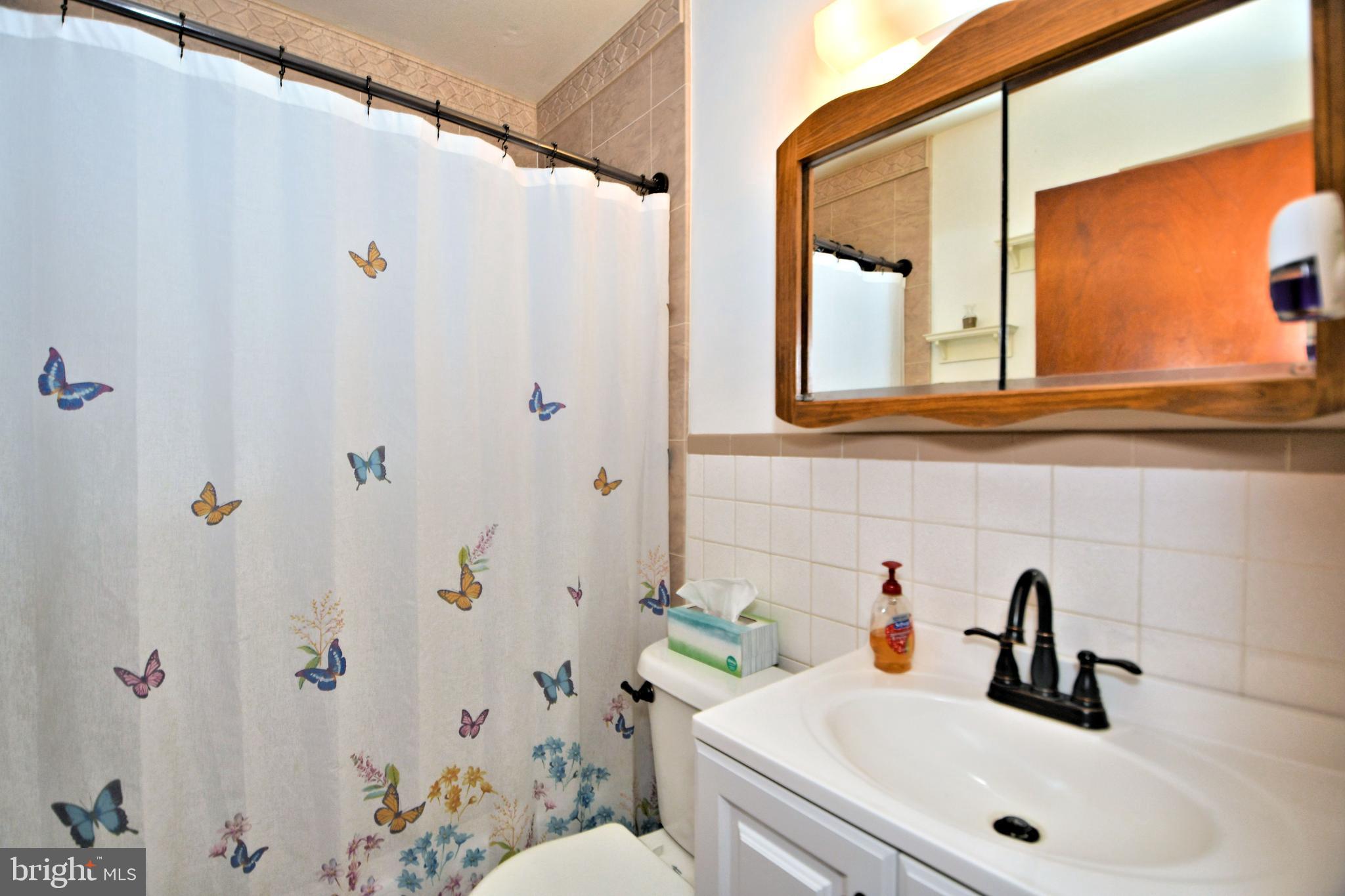 24 Moyer Road Telford, PA 18969 - Photo 27 of 62 a bathroom with a sink a mirror and a shower curtain