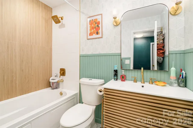 a view of a building with sitting area and roof