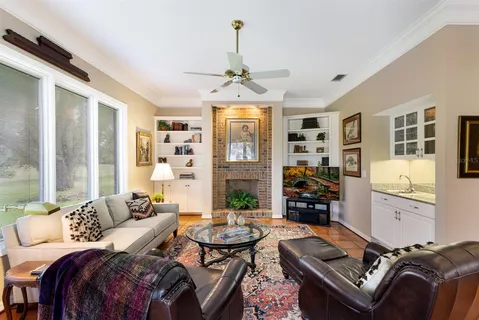 a view of a livingroom with furniture and window