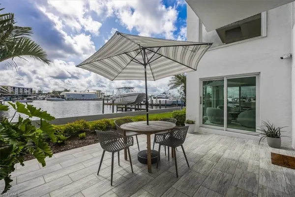 a view of a lake with a yard