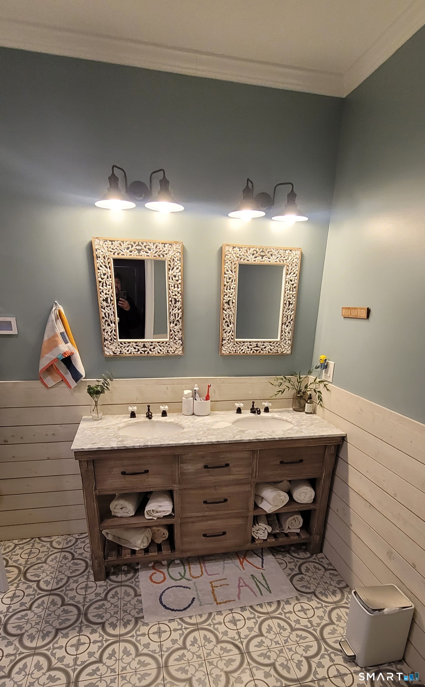 1461 Bunker Hill Road Watertown, CT 06795 - Photo 22 of 22 a bathroom with a double vanity sink and a mirror