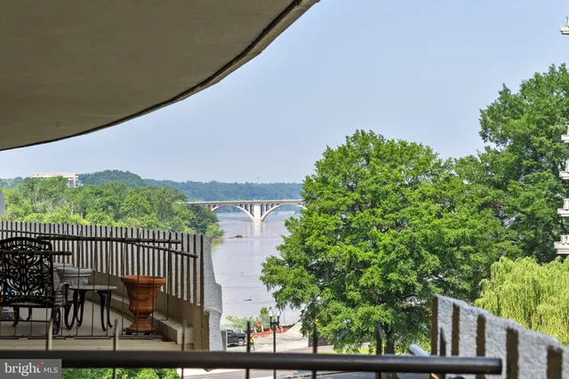 a view of a balcony with a swing