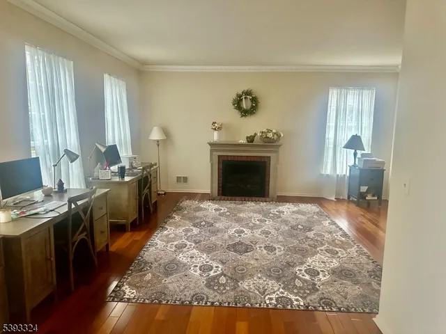 a room with furniture and a fireplace