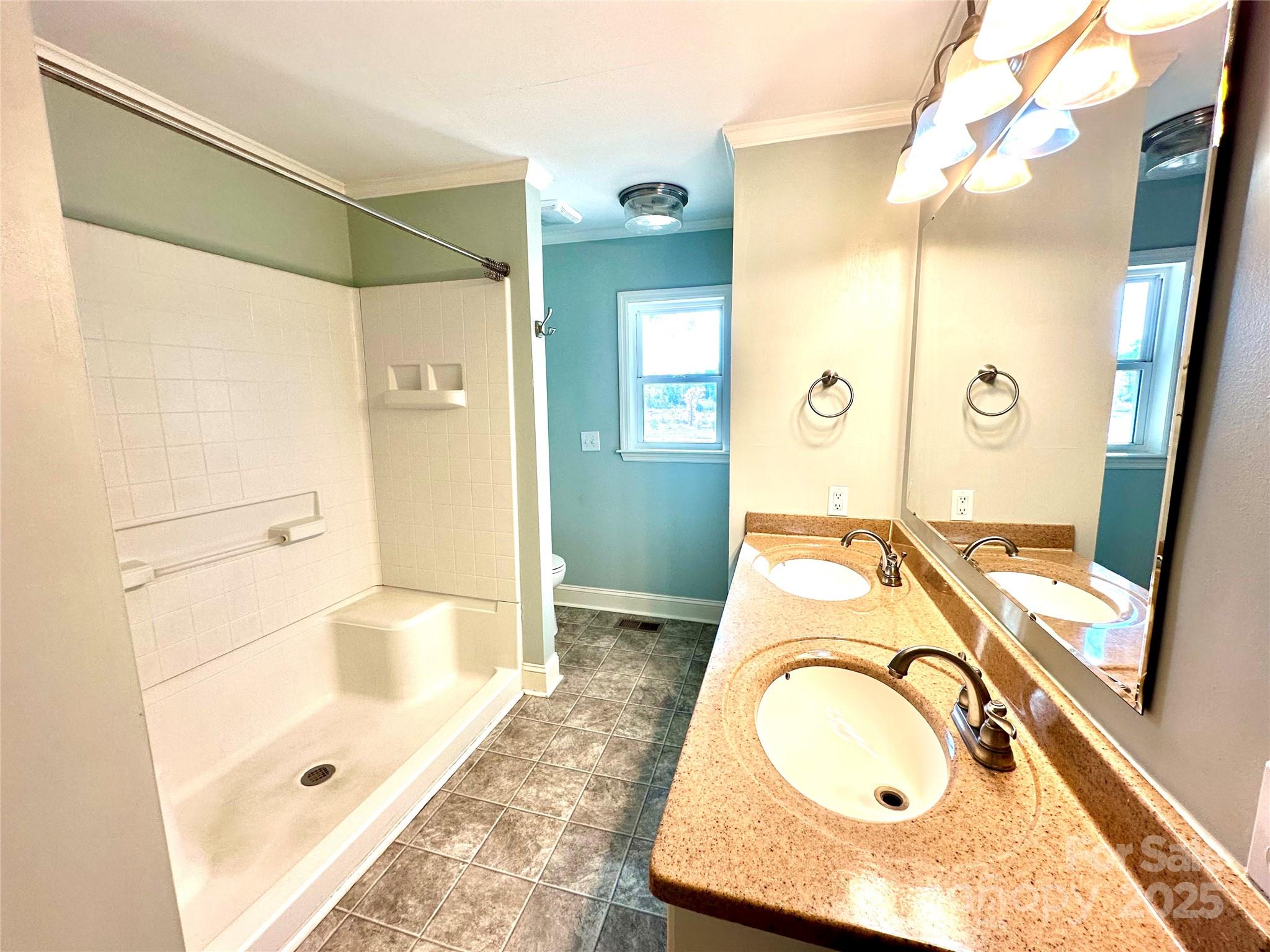 1073 Jones Road Kershaw, SC 29067 - Photo 18 of 18 a bathroom with a granite countertop sink mirror vanity and shower