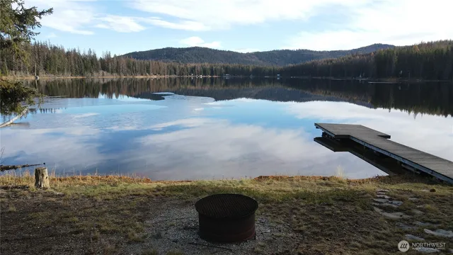 a view of lake with mountain