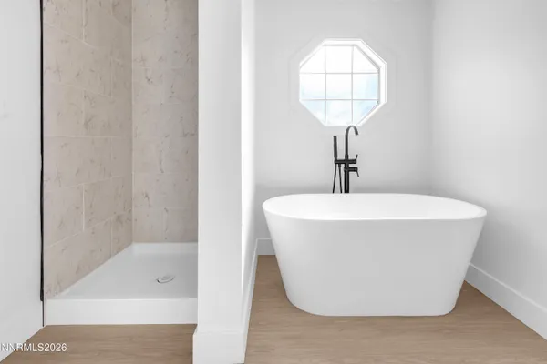 a bathroom with a bathtub