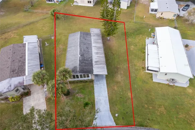 an aerial view of a house