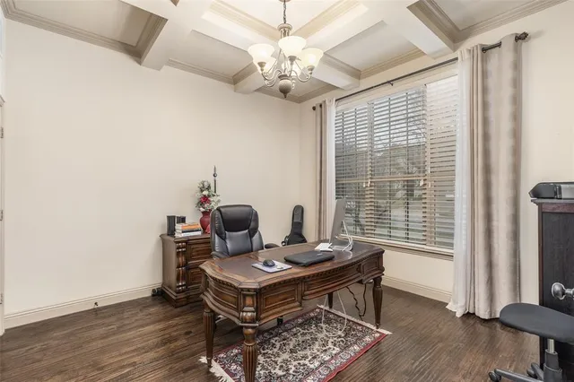 a workspace with furniture and a window