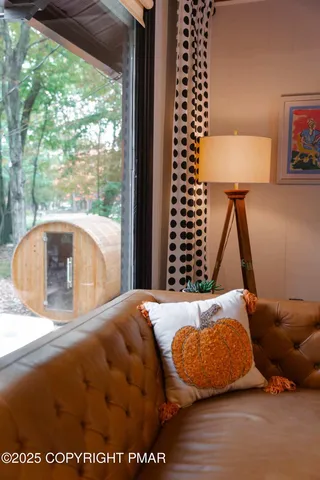 a view of a couch in a room