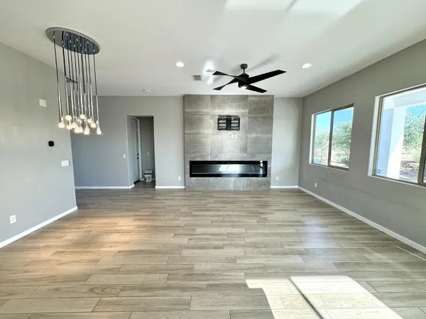 a view of a livingroom with a chandelier