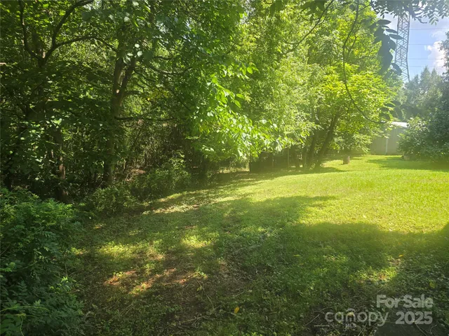 a view of a yard with a tree