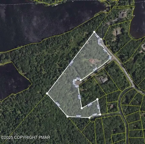 an aerial view of a house