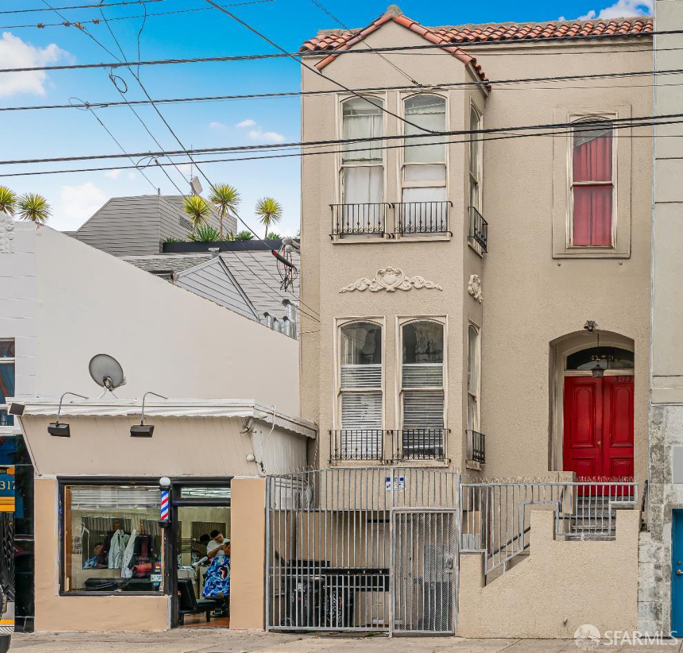 a front view of a building with glass windows