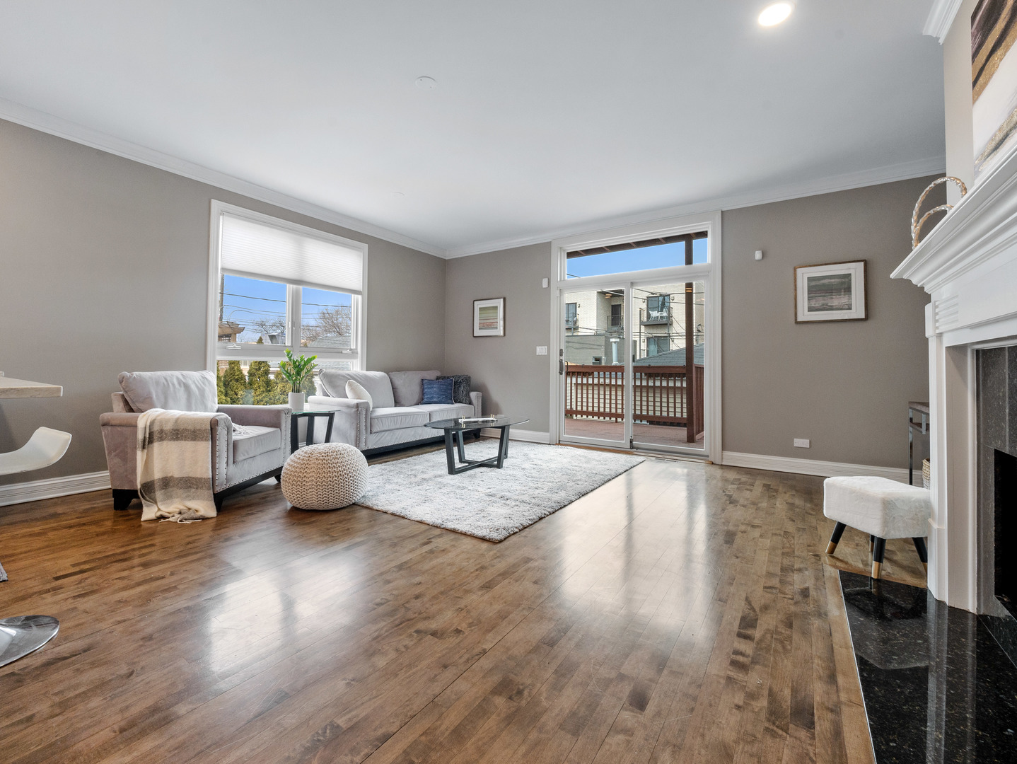 2452 West Dakin Street Chicago, IL 60618 - Photo 21 of 39 a living room with furniture and a wooden floor