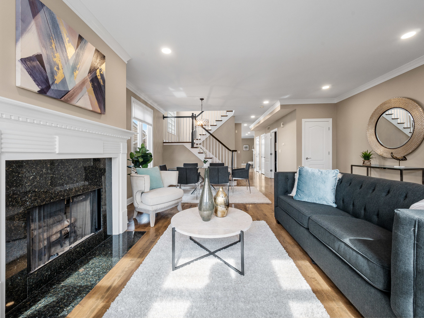 2452 West Dakin Street Chicago, IL 60618 - Photo 5 of 39 a living room with furniture and a fireplace